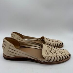 Nisolo Womens Cream Leather Huarache Woven Sandals Flats Size 7.5 Made in Peru